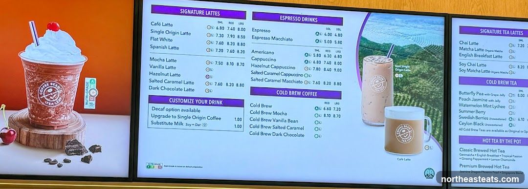 The Coffee Bean & Tea Leaf Menu