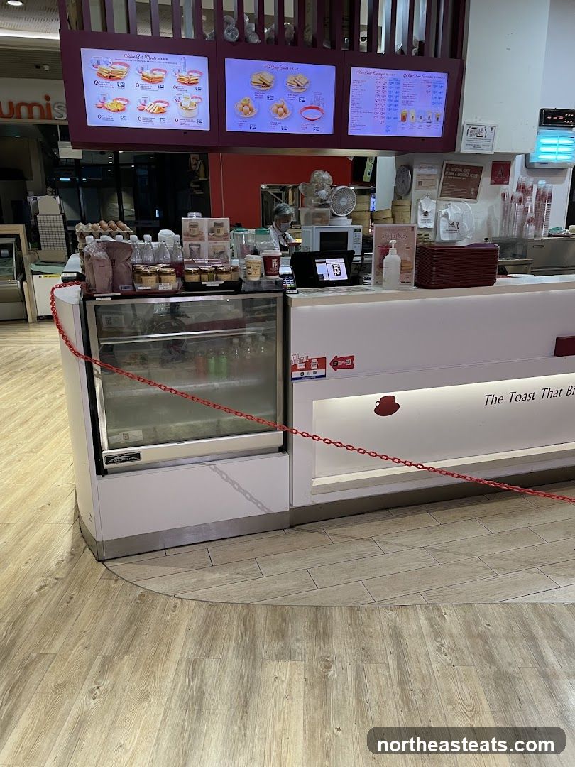 Food counter with menu displays