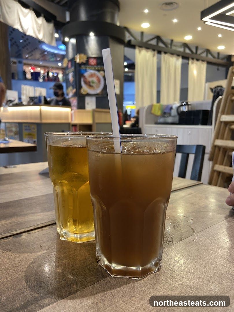 Two drinks on a table