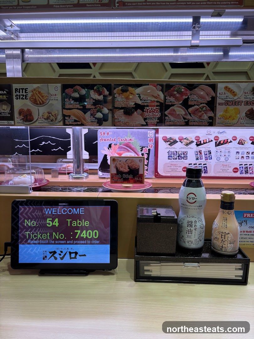 Sushi Restaurant Order Screen and Condiments