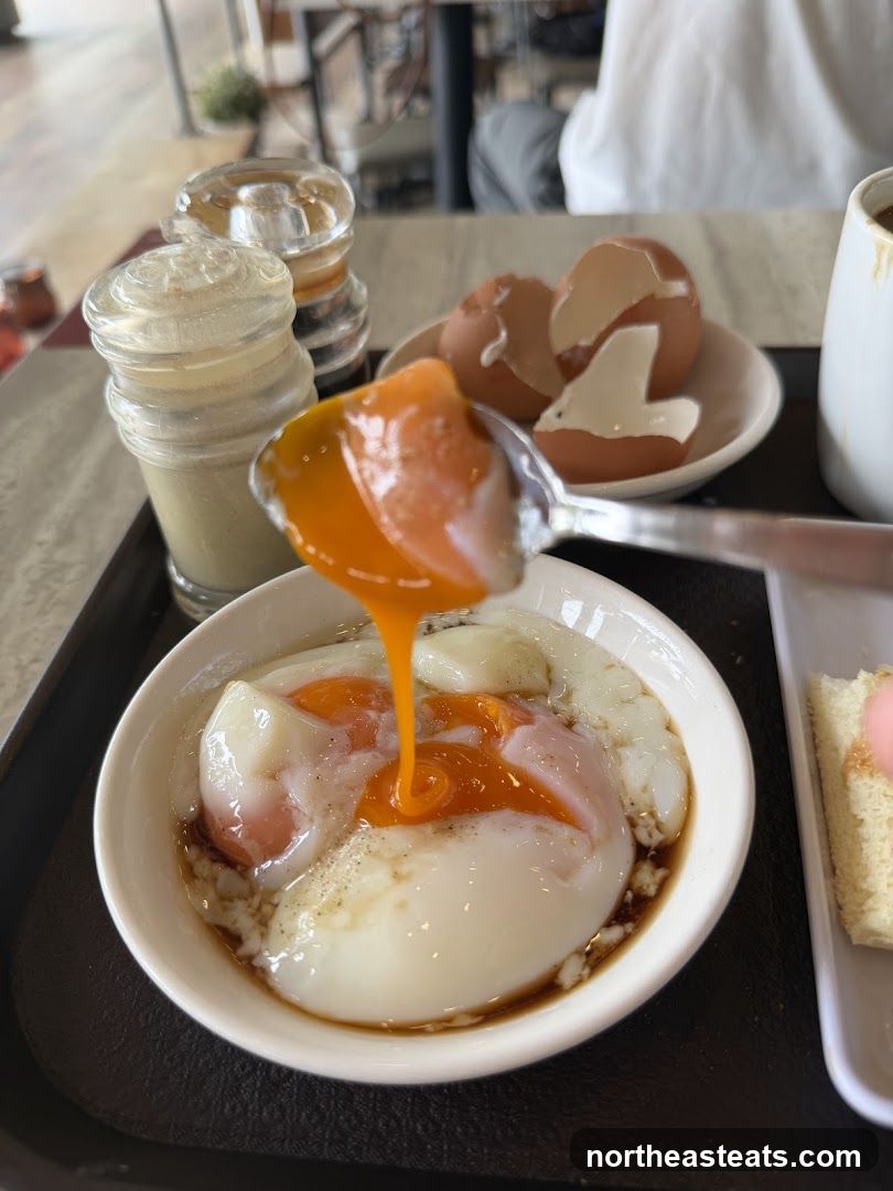 Soft-boiled eggs with runny yolks