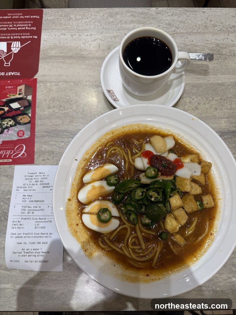 Noodle Dish and Coffee