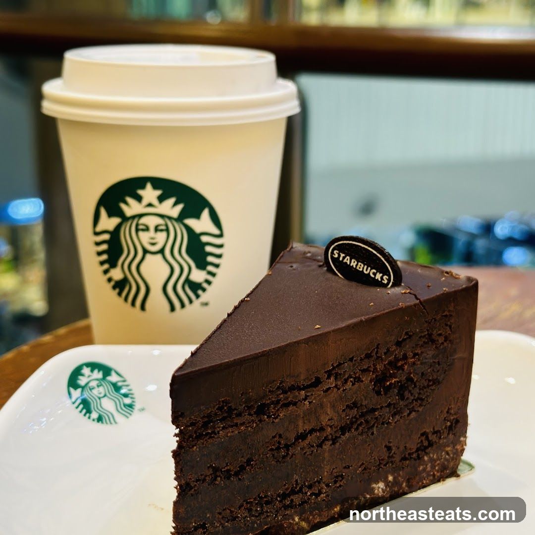Starbucks Chocolate Cake and Coffee