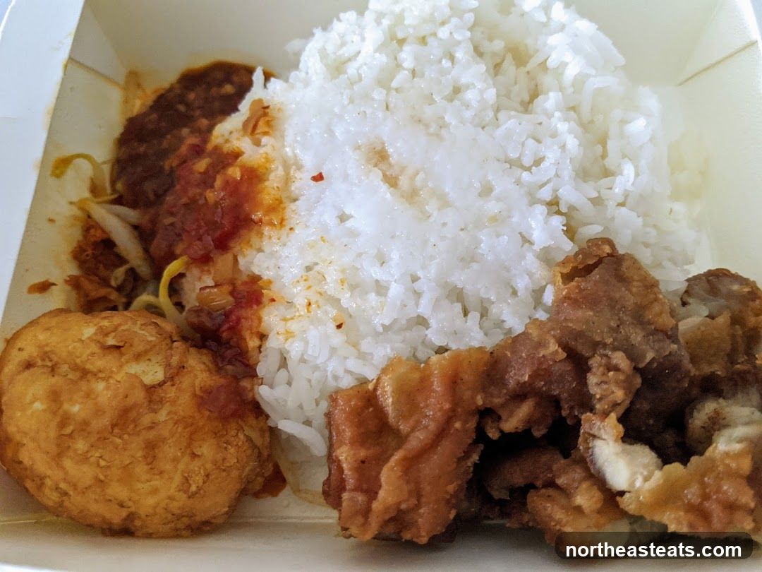 Rice dish with fried items