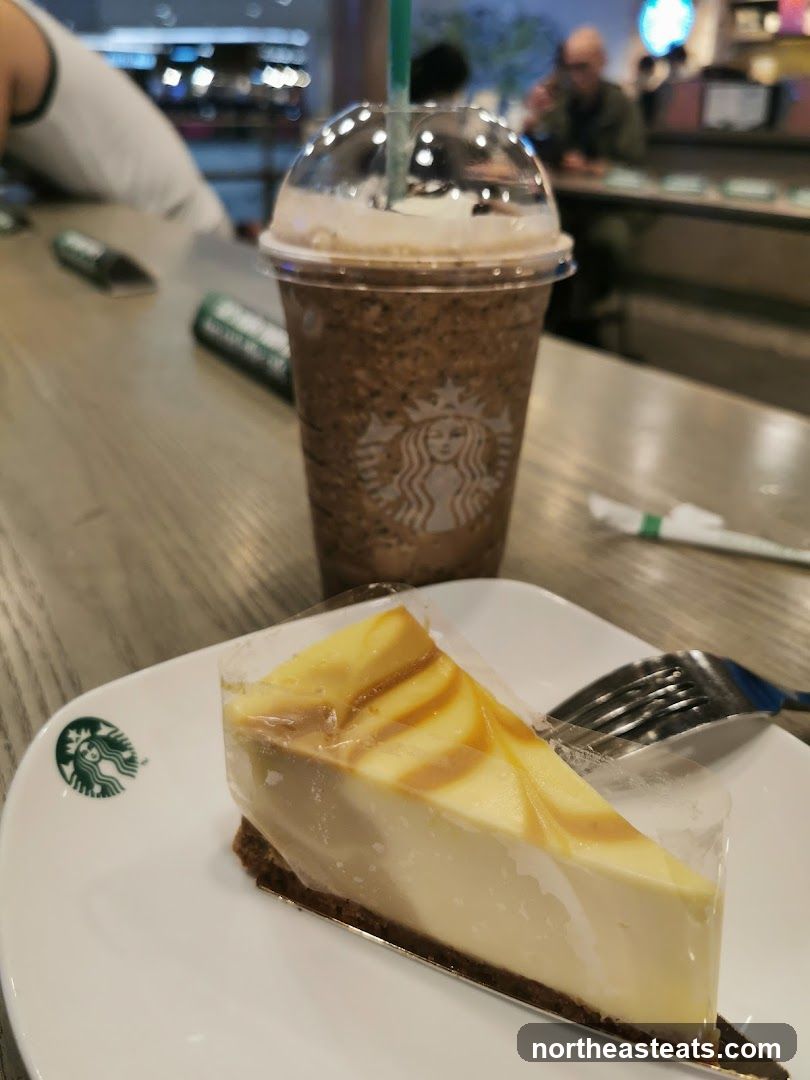Starbucks Drink and Cheesecake