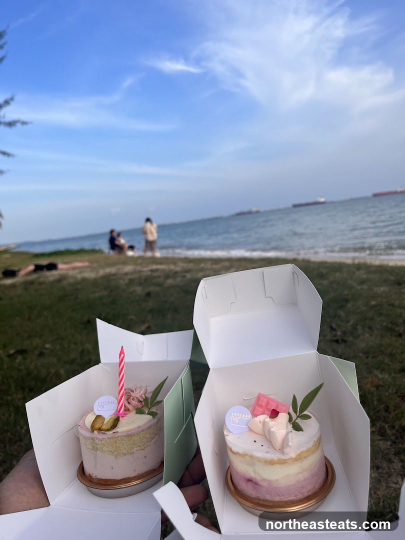 Two small cakes by the sea