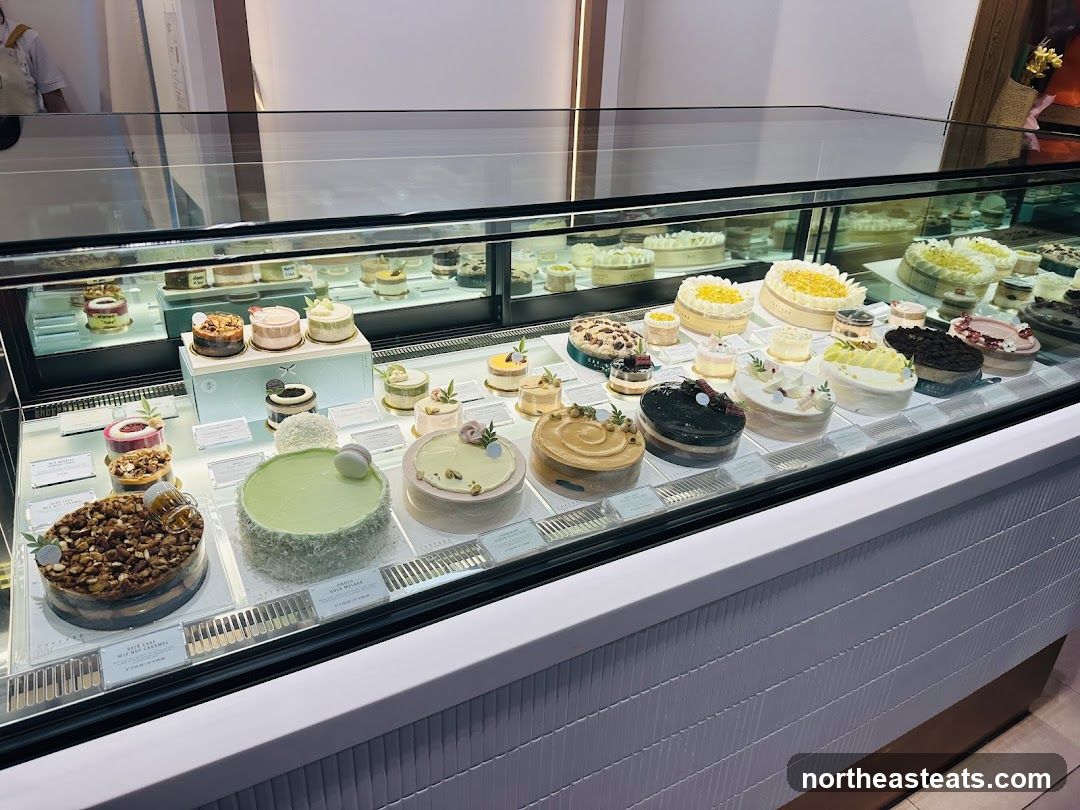 Cakes in a Display Case