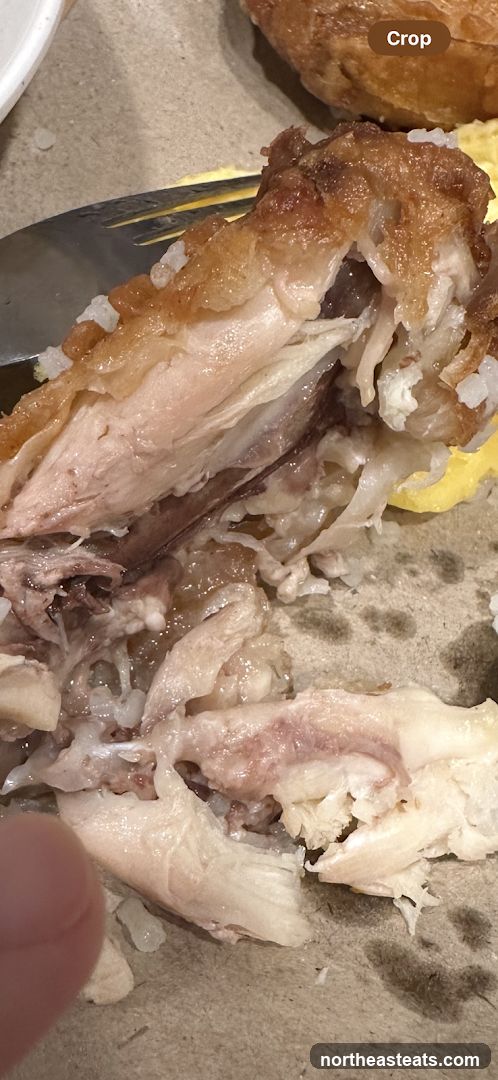 Close-up of cooked chicken with rice