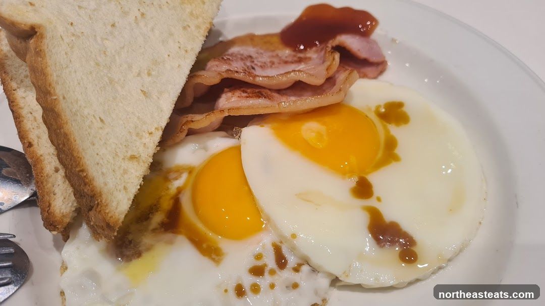 Fried Eggs with Bacon and Toast