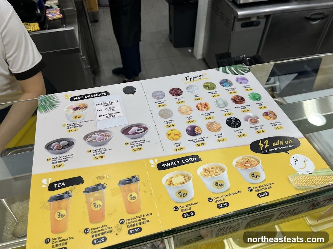 Hot Desserts, Toppings, Tea, Sweet Corn