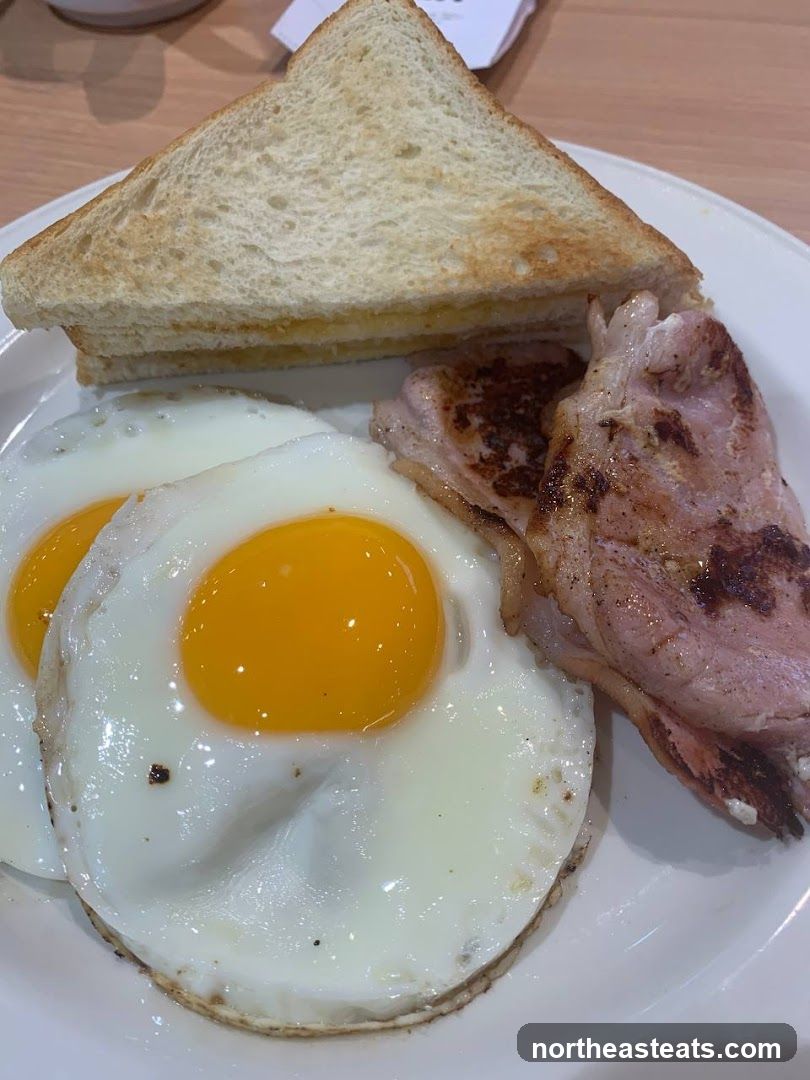 Fried Eggs with Bacon and Toast