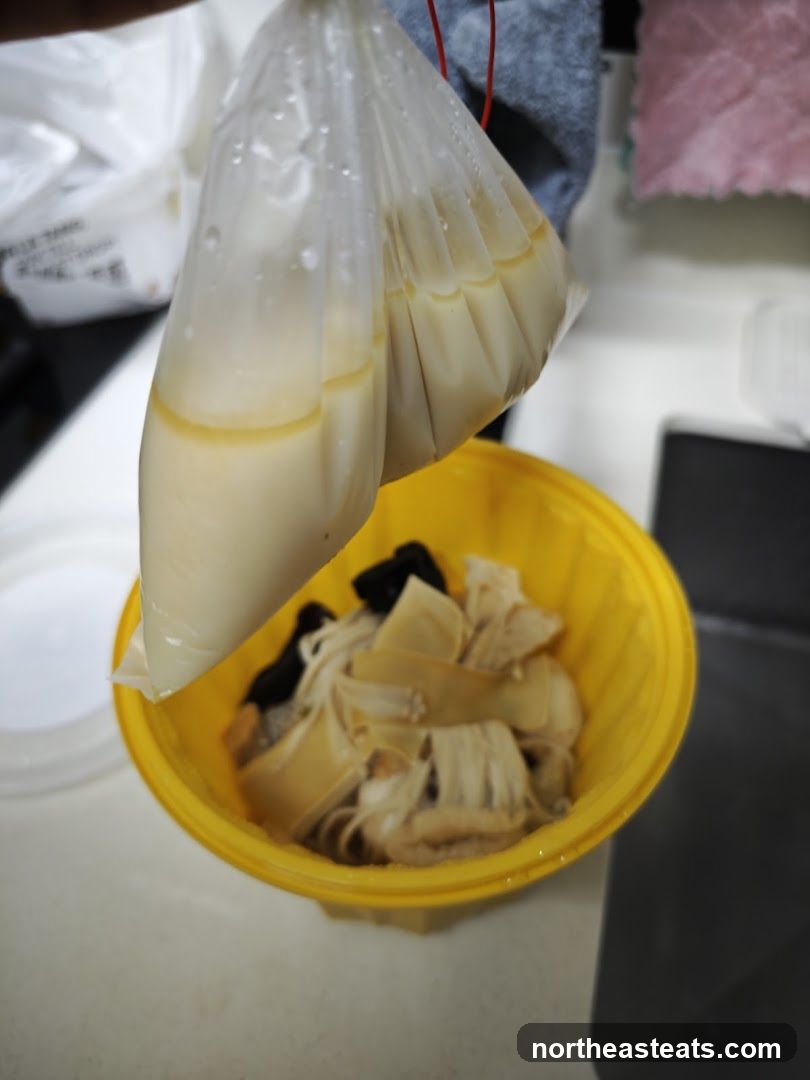 Food in plastic bags and bowl