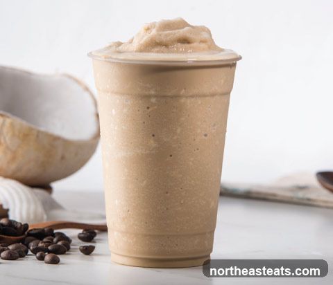 Iced Coffee Drink with Coconut and Coffee Beans