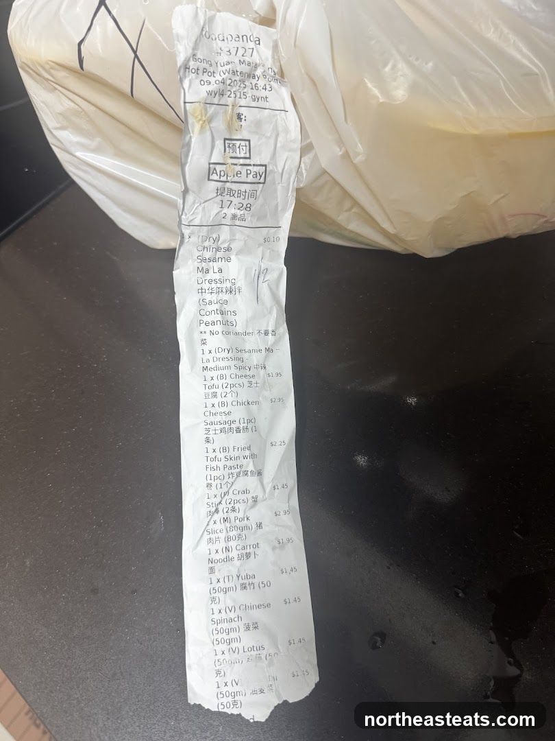 Receipt from Foodpanda