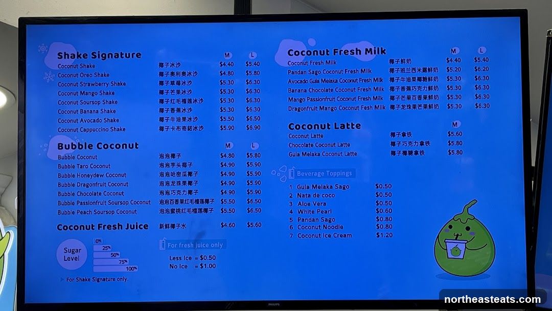 Coconut Drinks Menu