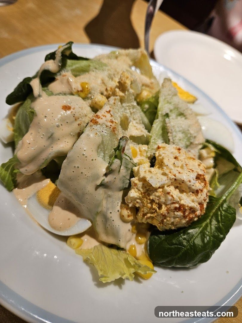 Salad with Dressing and Egg