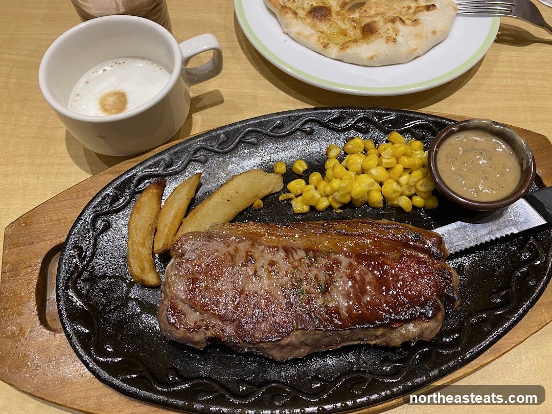 Steak Dinner with Sides and Coffee