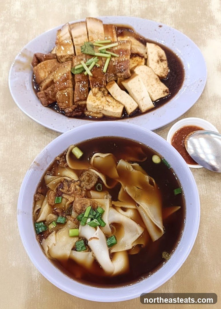 Braised Pork Belly and Tofu with Noodles