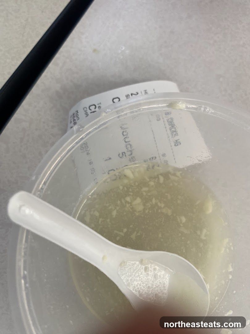 Food in a container with a receipt