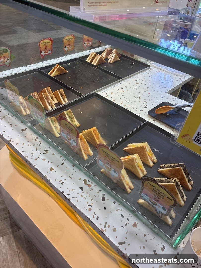 Sandwiches in a display case