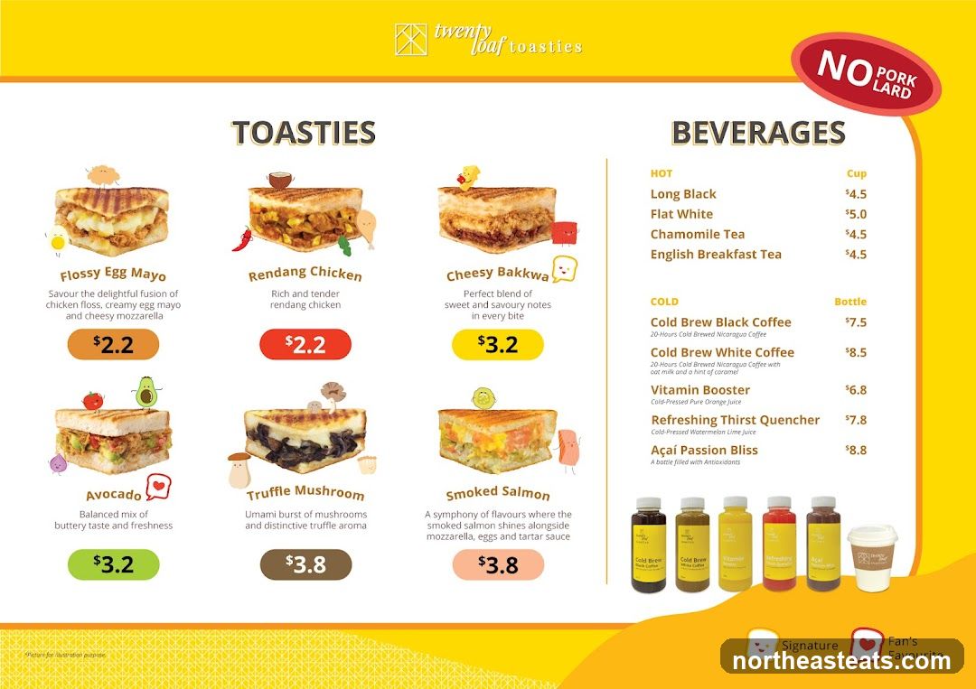 Twenty Loaf Toasties Menu