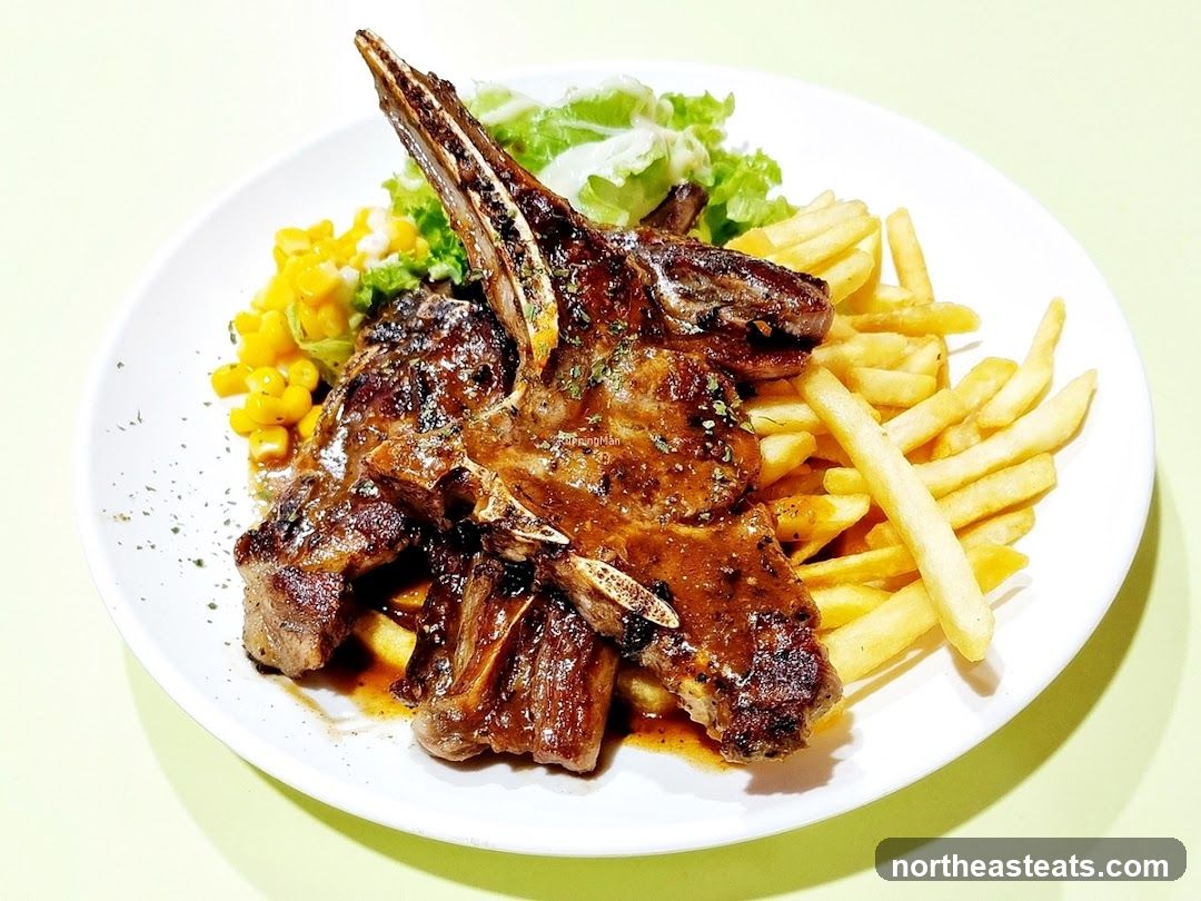 Lamb Chops with Fries and Corn