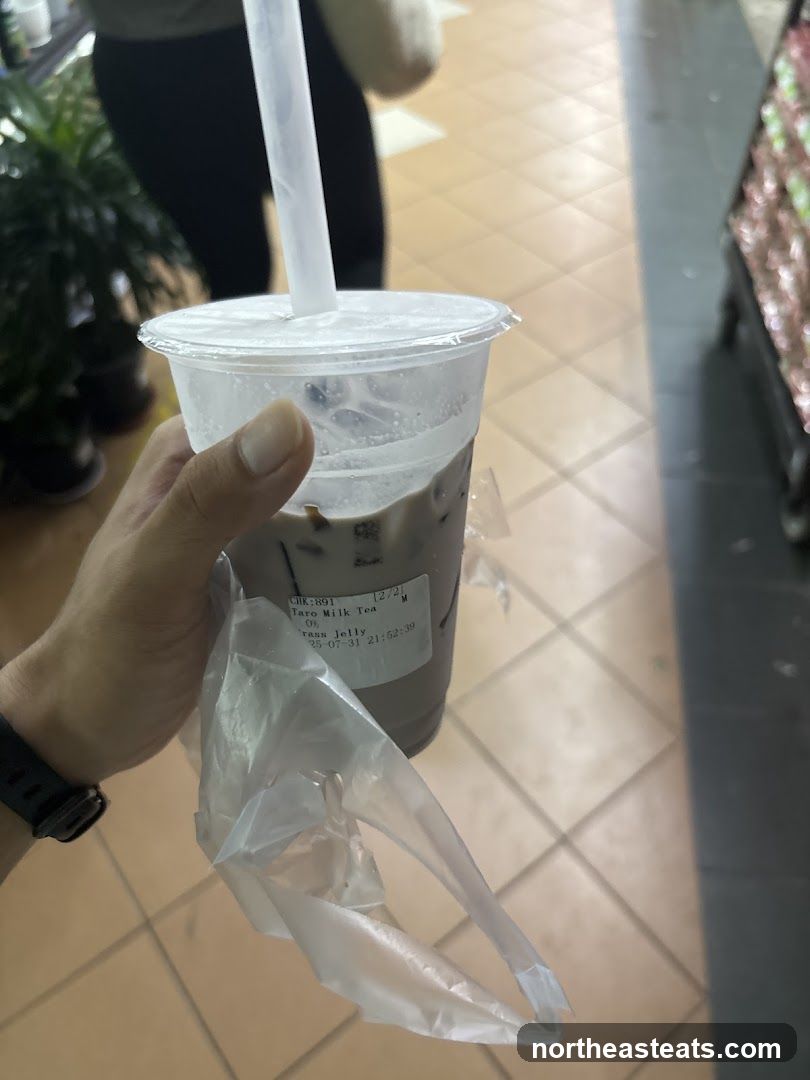Taro Milk Tea with Grass Jelly