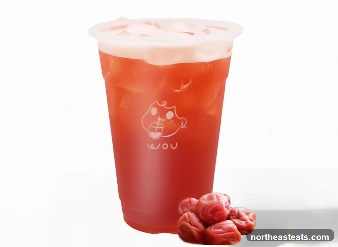 Red Tea with Cream Foam and Plums