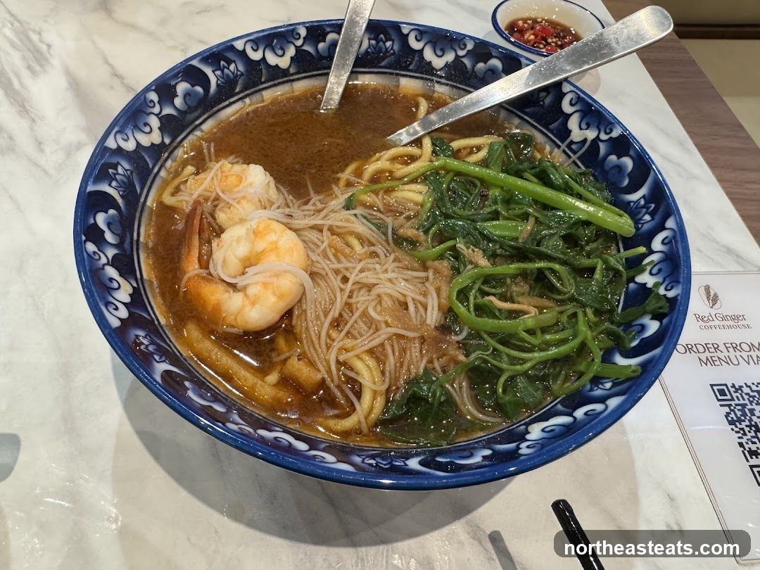 Noodle Soup with Shrimp and Greens