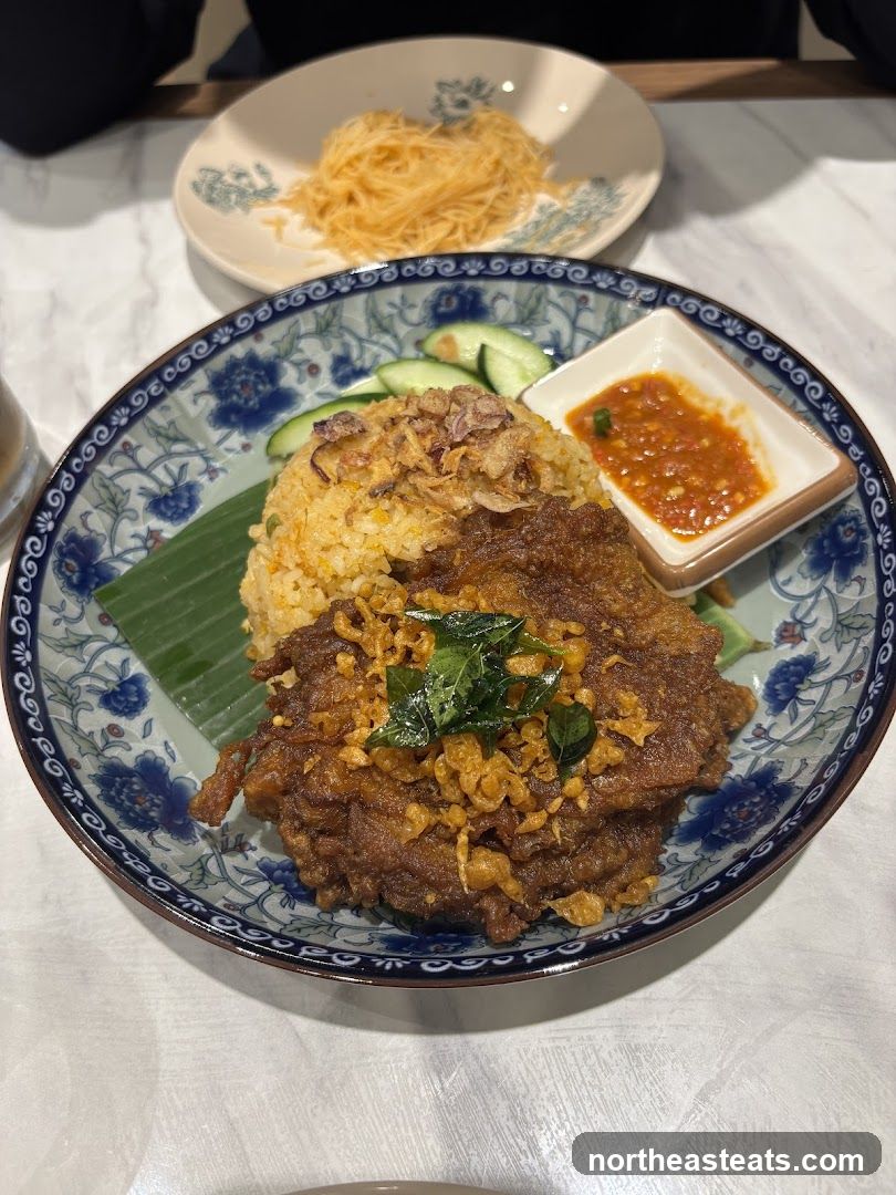 Fried Chicken with Rice and Sambal
