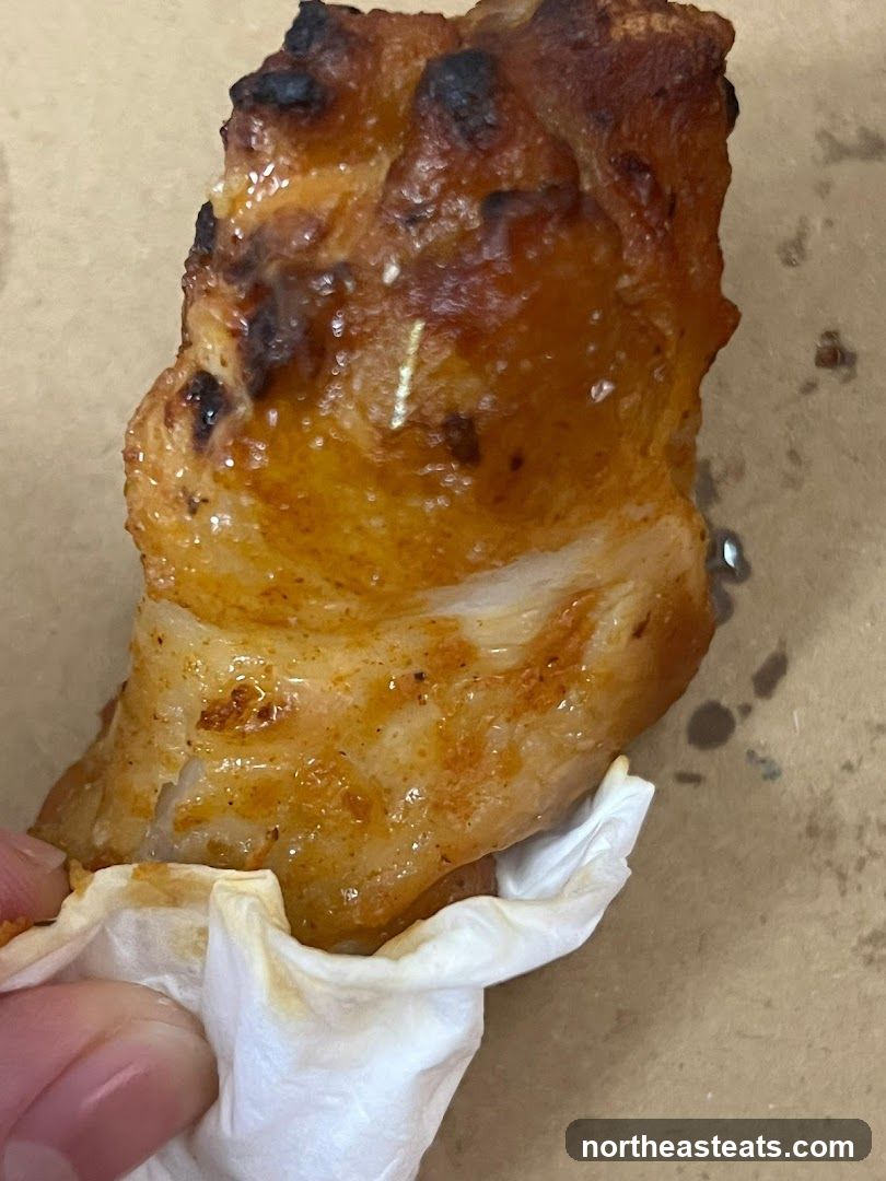 Close-up of a piece of fried chicken