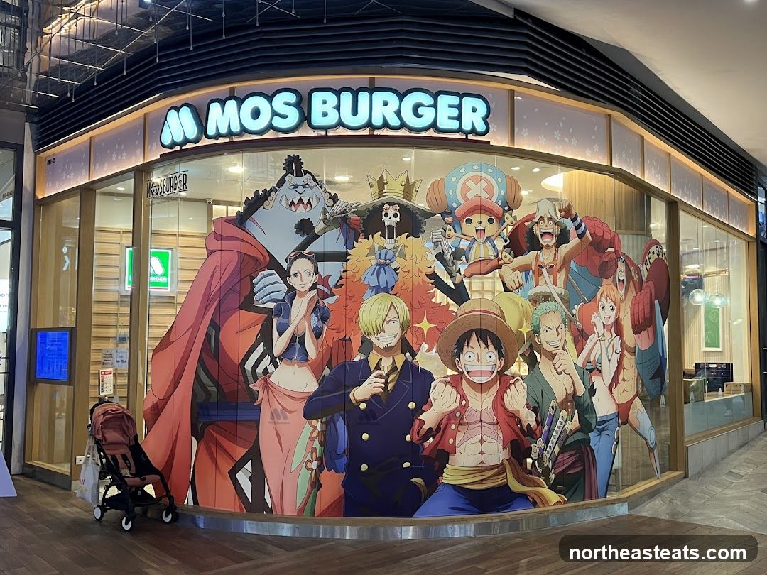 Mos Burger Storefront with One Piece Characters