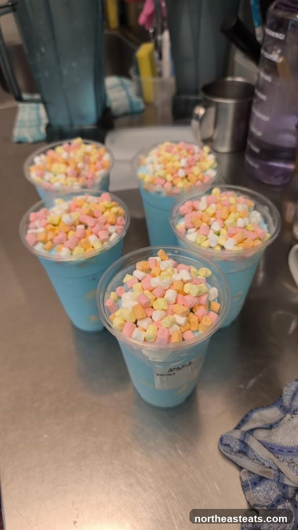 Blue Milkshakes Topped with Marshmallows