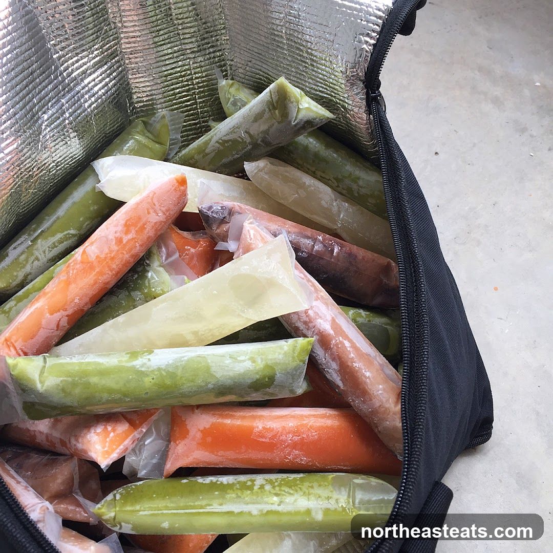 Frozen Popsicles in Cooler Bag