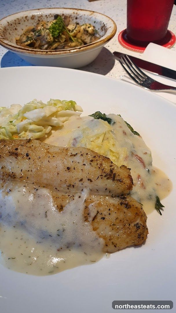 Fish with Cream Sauce and Side Dishes