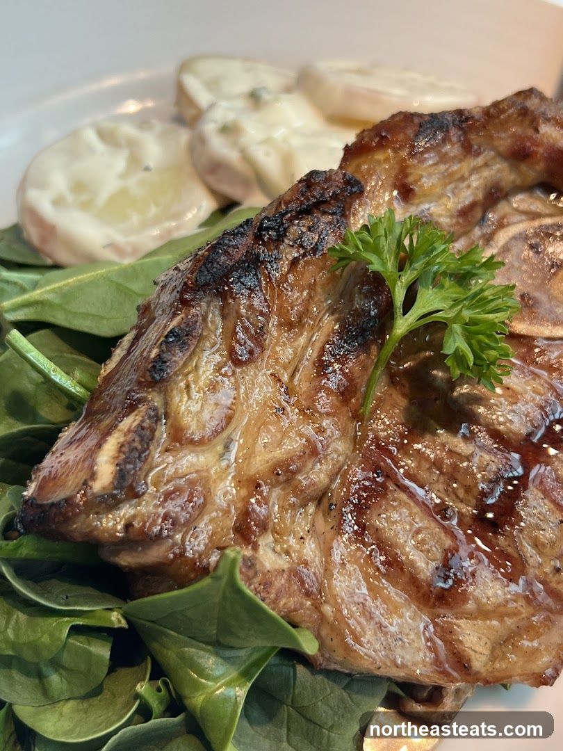 Grilled Steak with Potatoes and Spinach