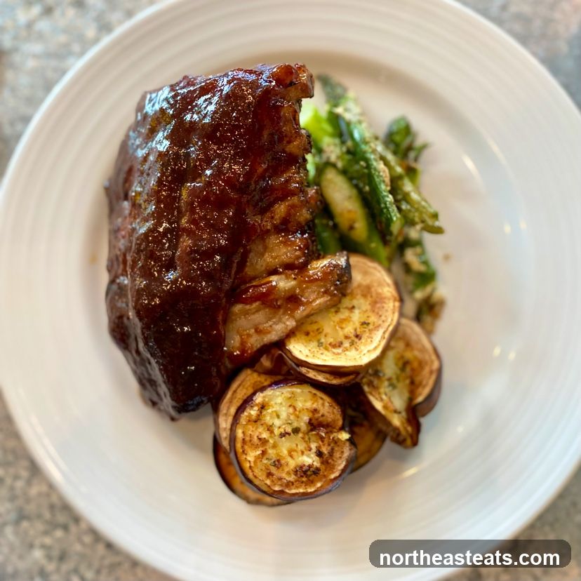 BBQ Ribs with Eggplant and Asparagus