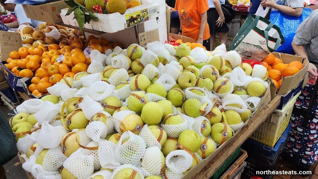 Fruit Stand with Oranges and Pears