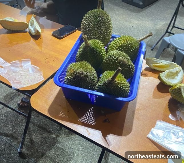 Durians on a table