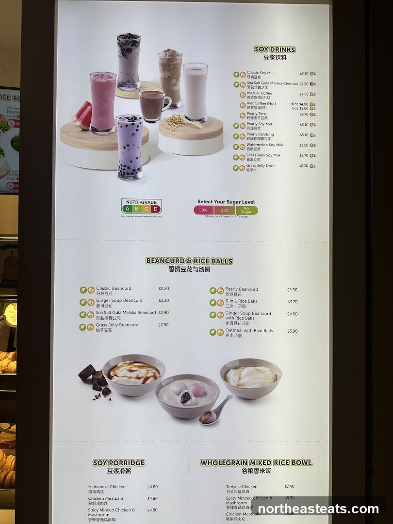 Soy Drinks, Beancurd & Rice Balls, Soy Porridge, Wholegrain Mixed Rice Bowl