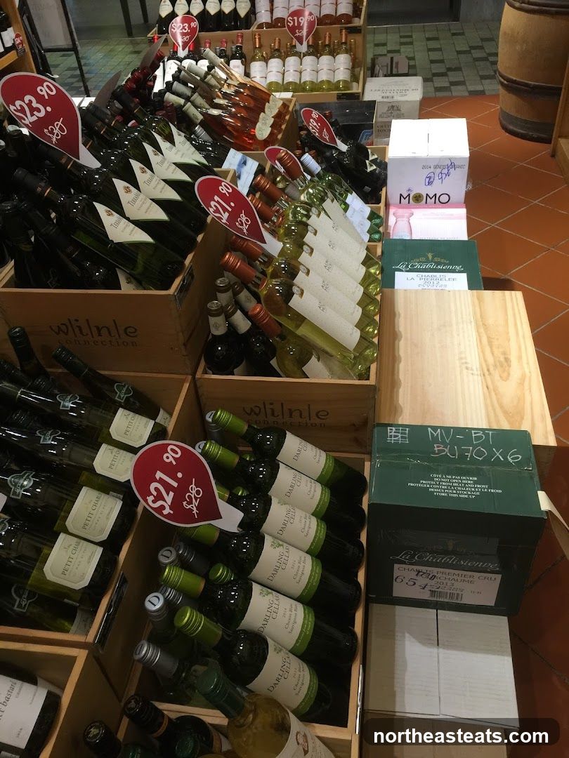 Wine bottles on display