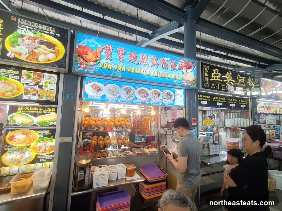 Food Stall with Roasted Chicken and Noodles