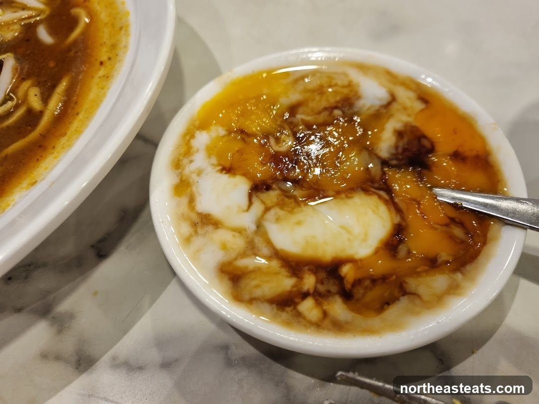 Soft-boiled eggs with sauce