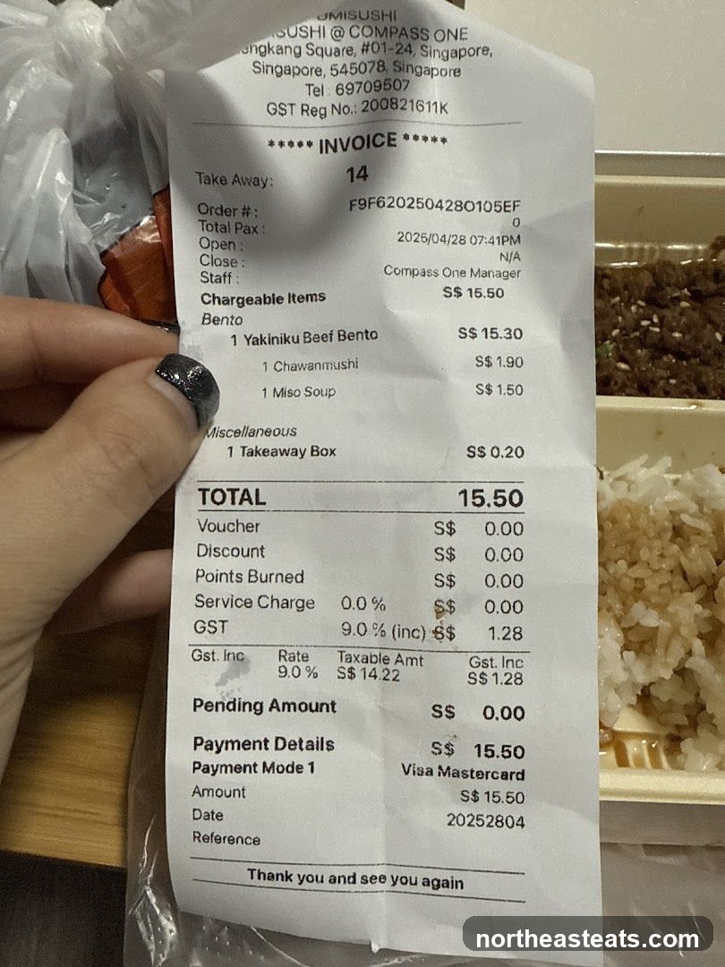 Receipt from Omisushi