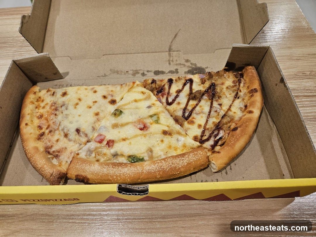 Pizza slices in a box