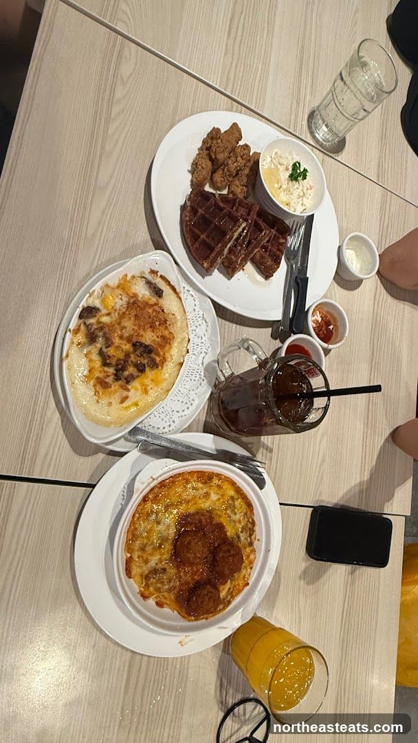 Table with food and drinks