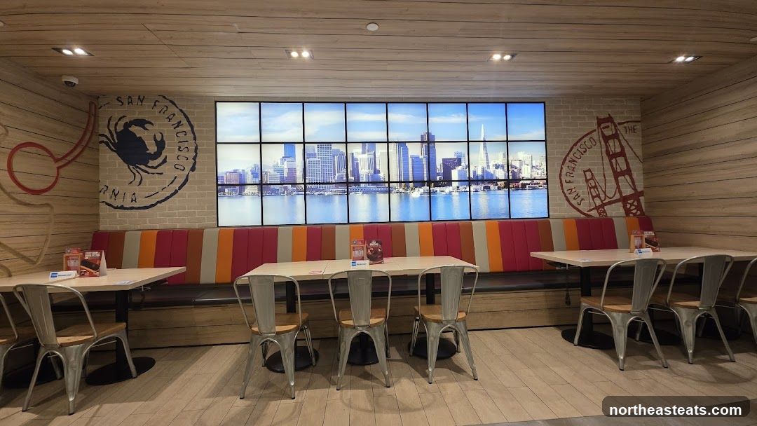 Restaurant Interior with San Francisco Skyline Display