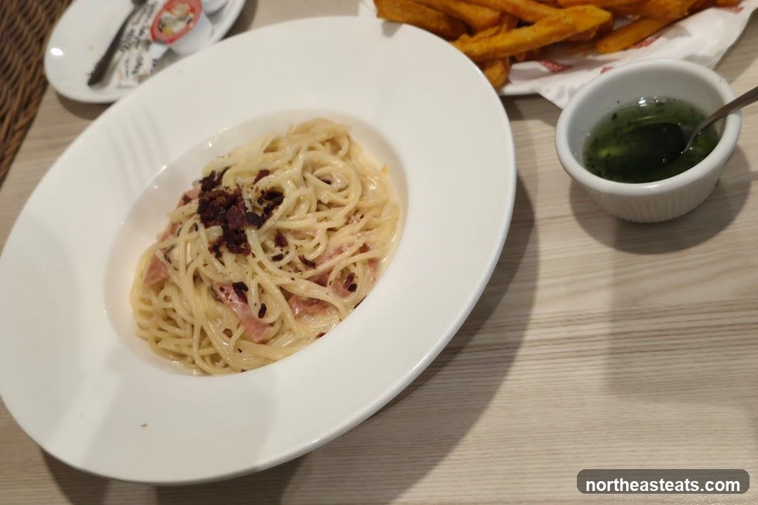 Spaghetti Carbonara with Fries