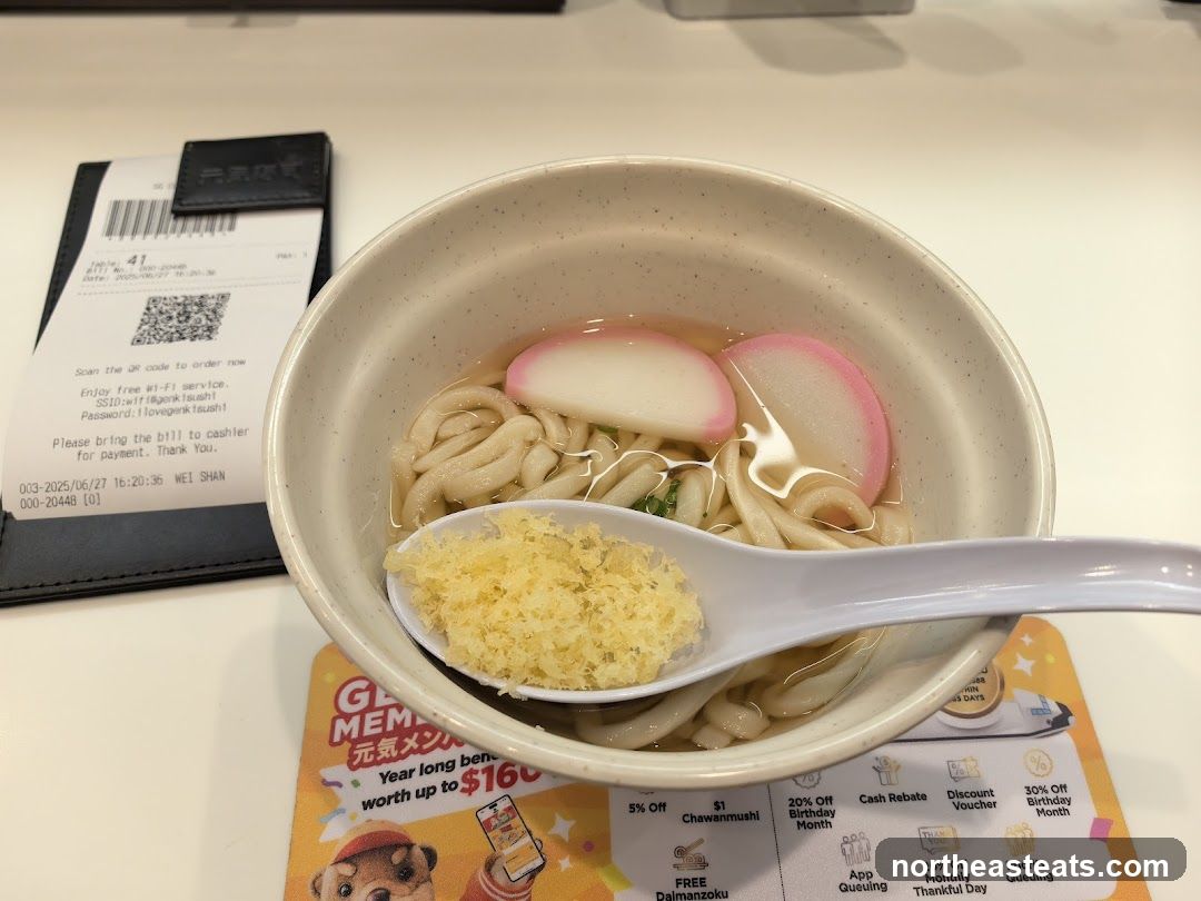 Udon Soup with Receipt and Promotional Mat