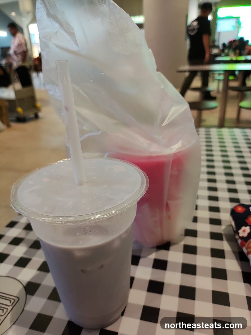 Beverages on a checkered table